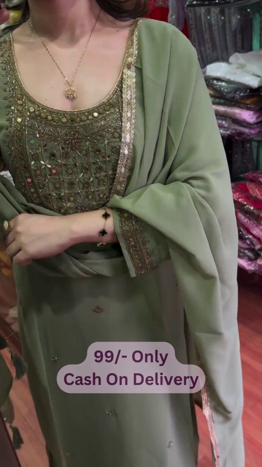 Green Embroidered Salwar Suit Set