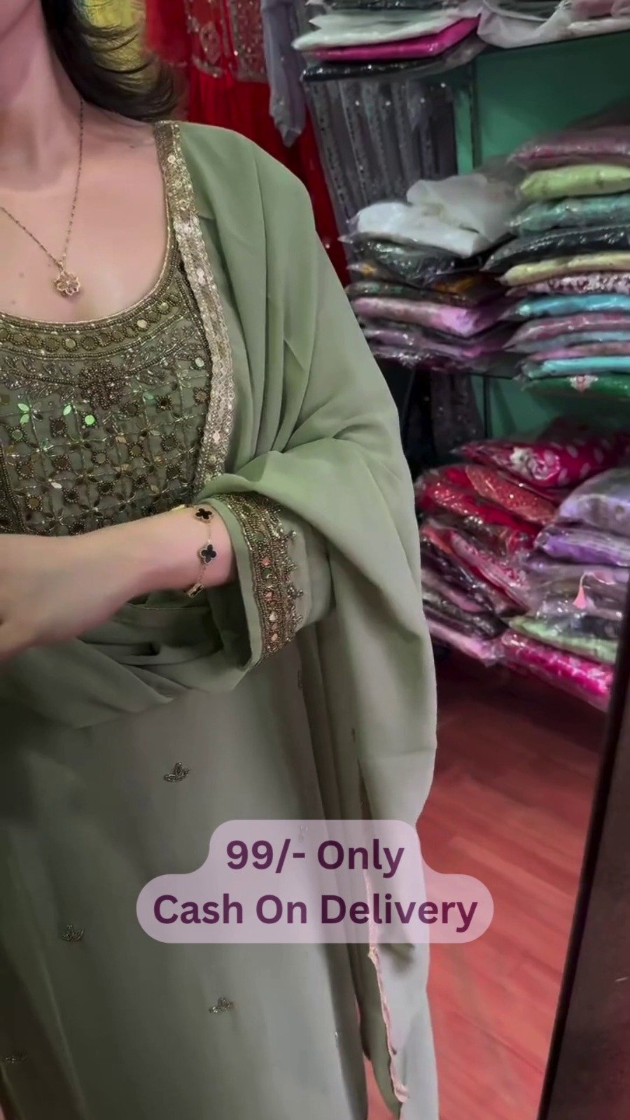 Green Embroidered Salwar Suit Set