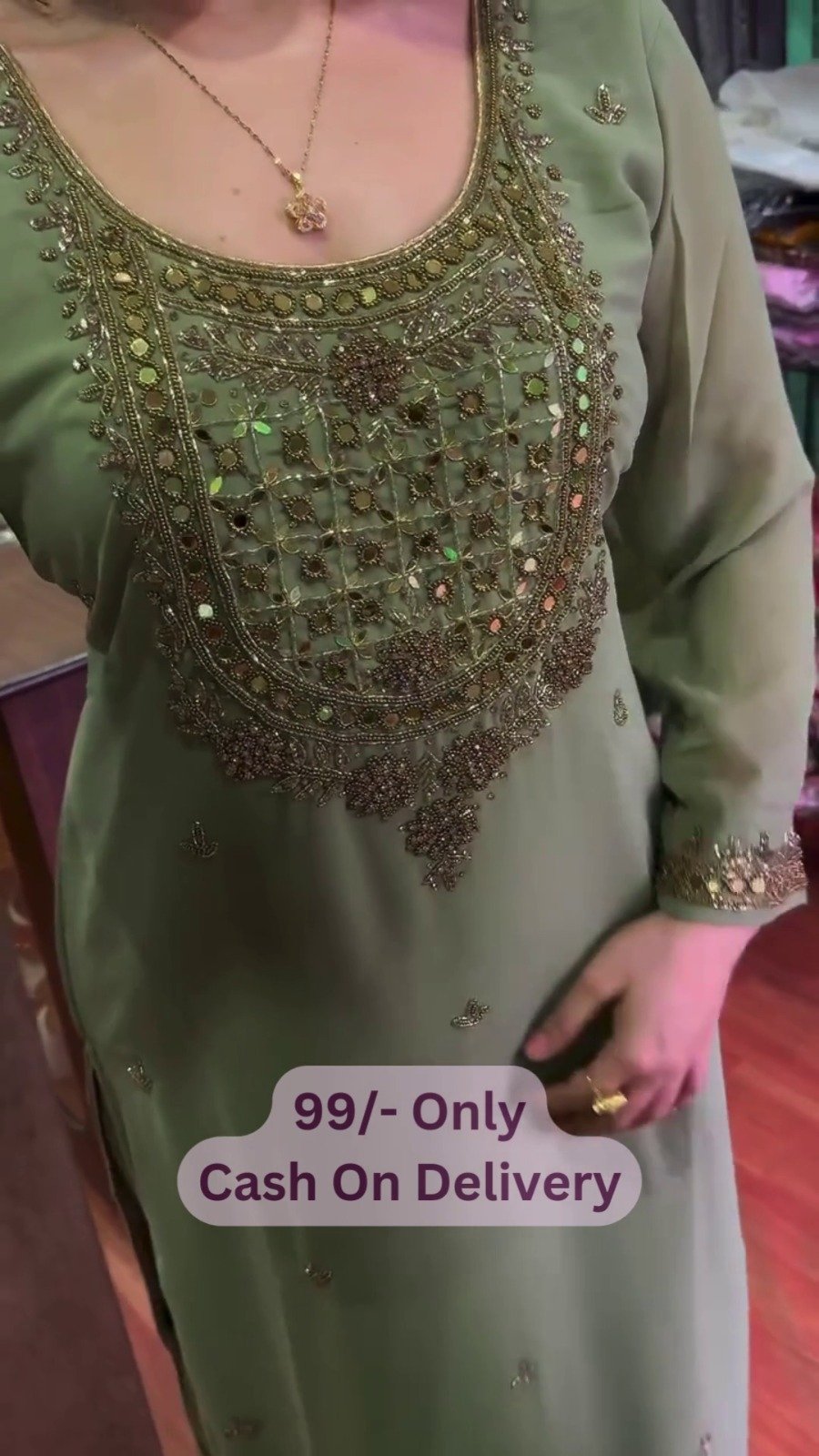 Green Embroidered Salwar Suit Set
