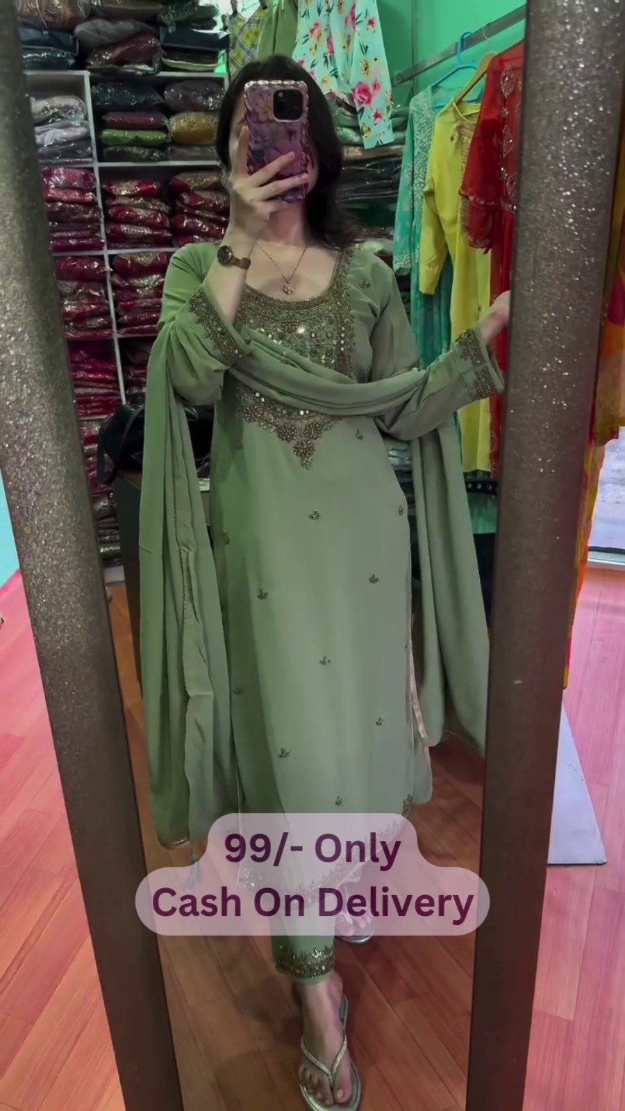 Green Embroidered Salwar Suit Set