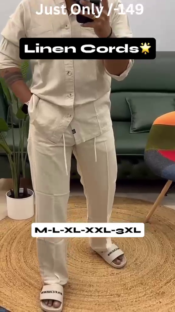 Premium Linen Cord Shirt & Trouser  Set for Men