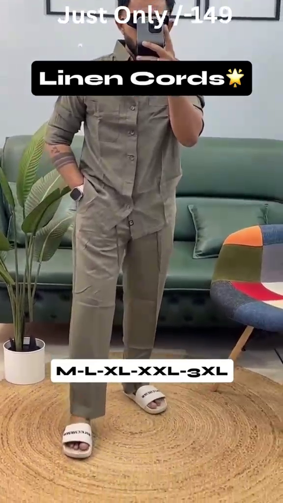 Premium Linen Cord Shirt & Trouser  Set for Men
