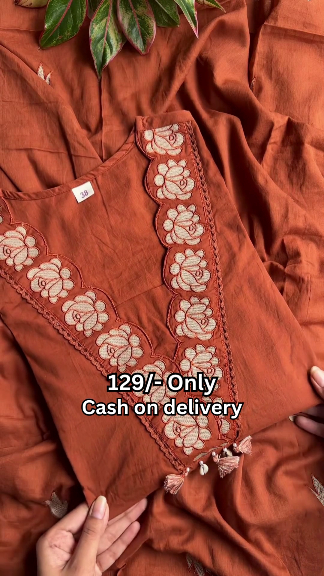 Rust Embroidered Straight Kurta & Pant Set