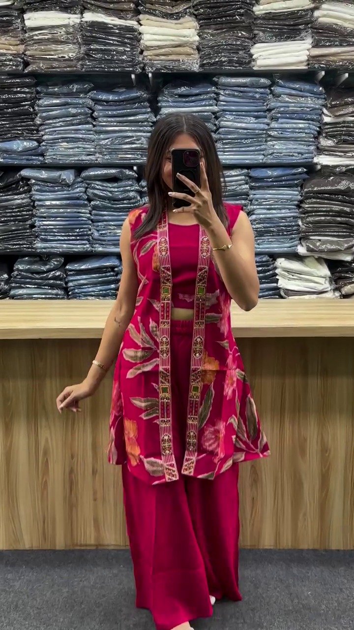 Designer Floral Print Three-Piece Co-Ord Set