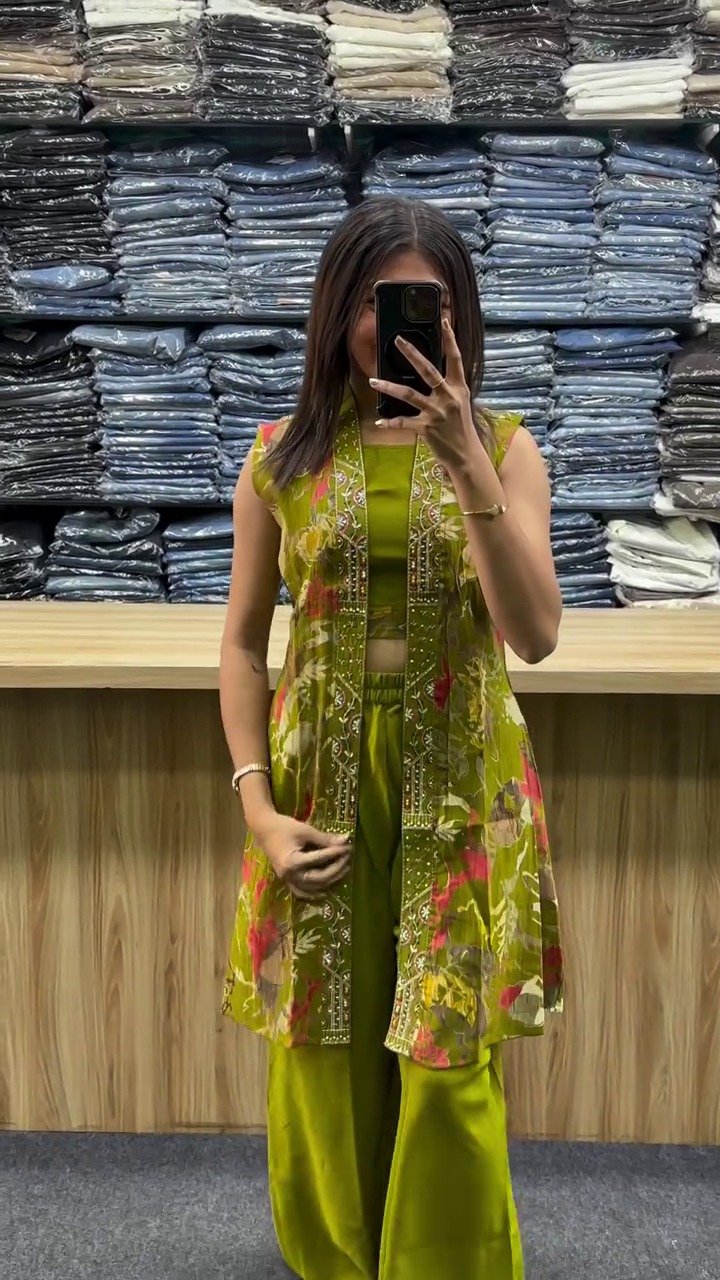 Designer Floral Print Three-Piece Co-Ord Set