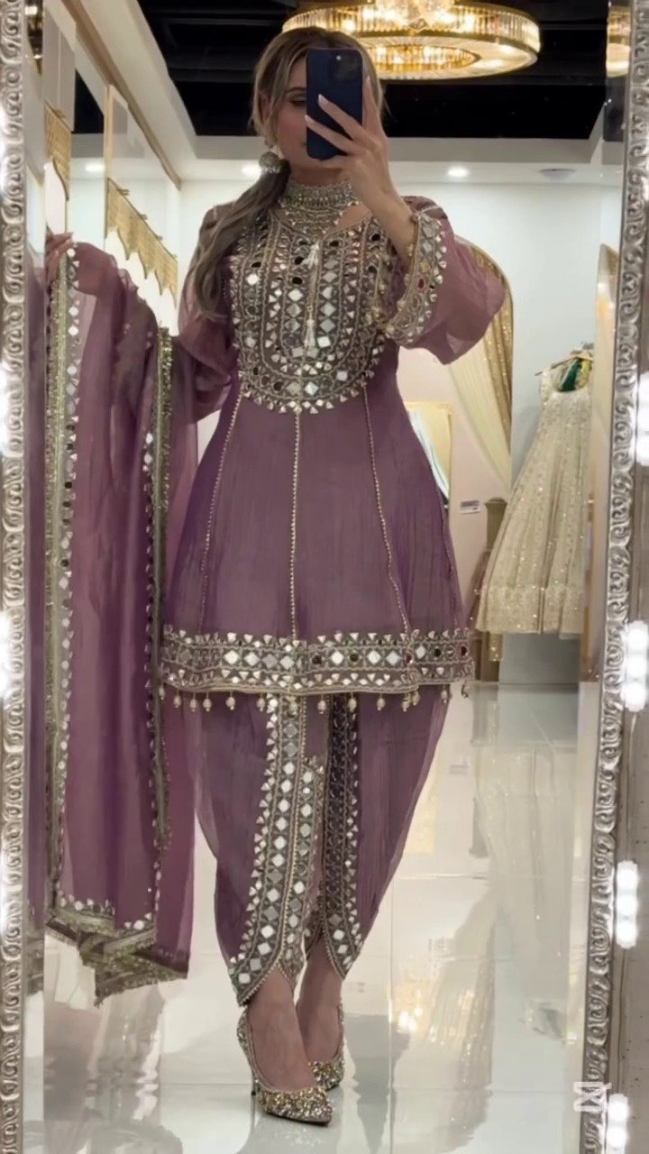 Luxury Pakistani Style Mirror Work  Suit Set