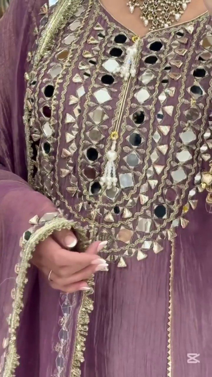 Luxury Pakistani Style Mirror Work  Suit Set