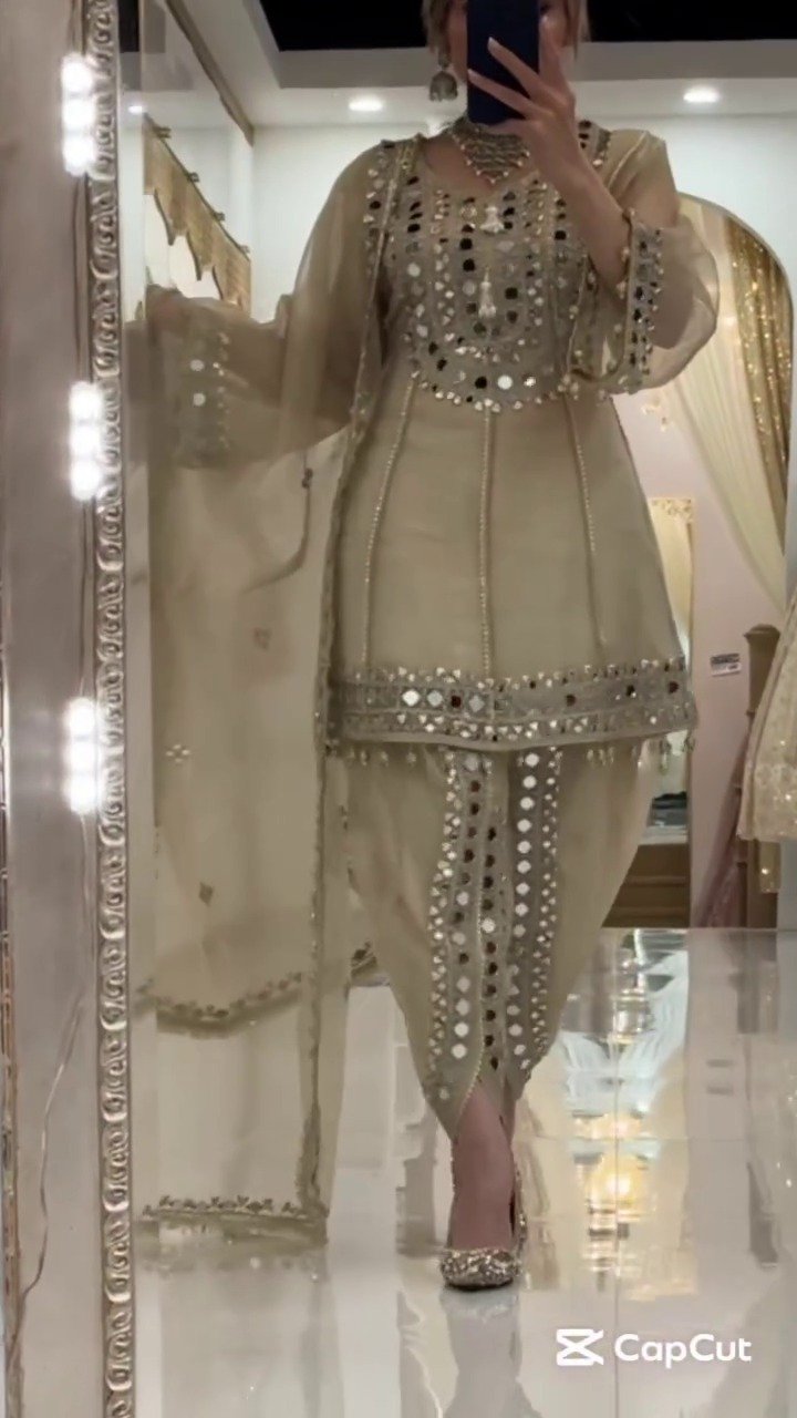 Luxury Pakistani Style Mirror Work  Suit Set