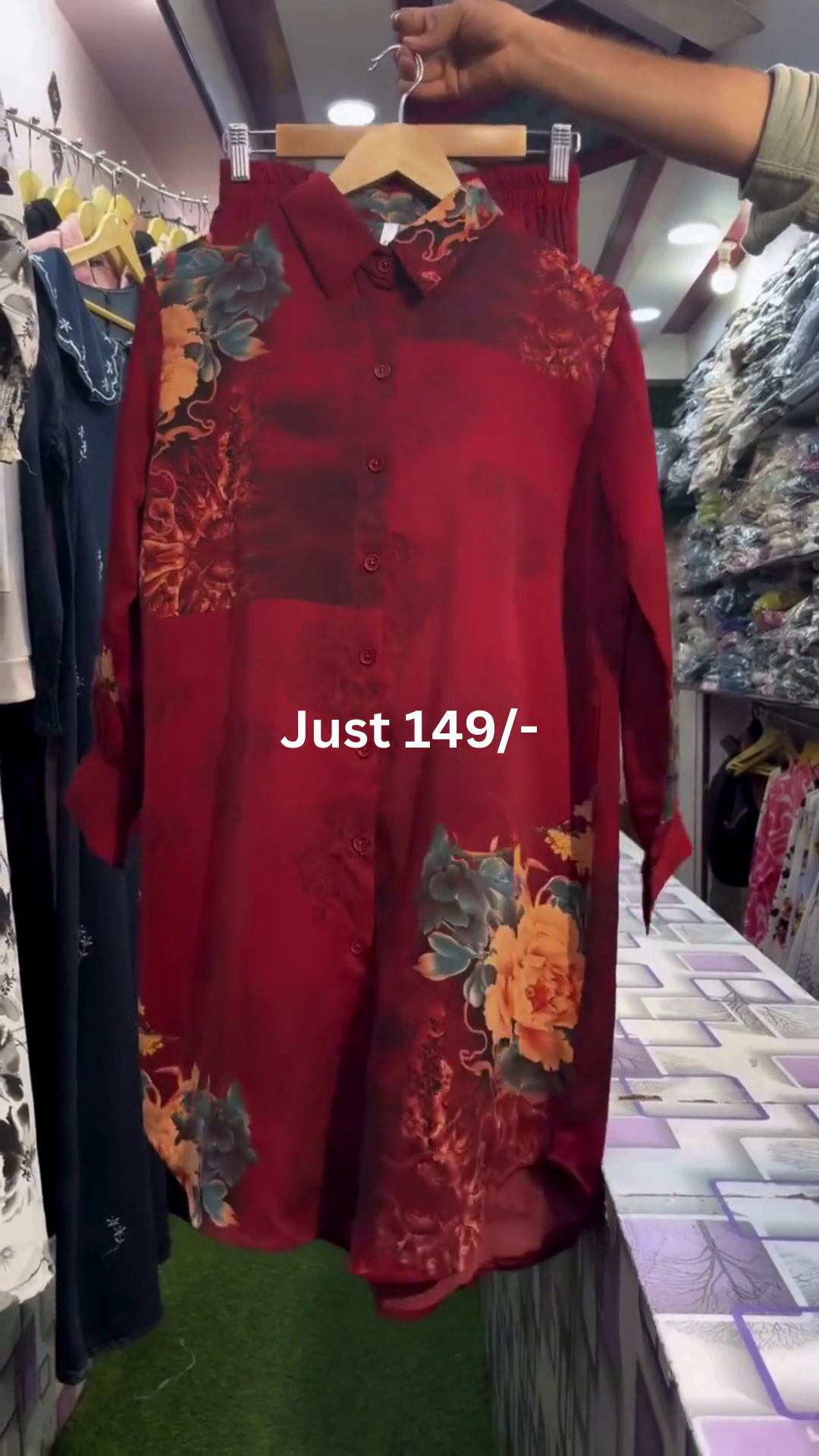 Women’s Rose Bloom Printed Longline Shirt Dress