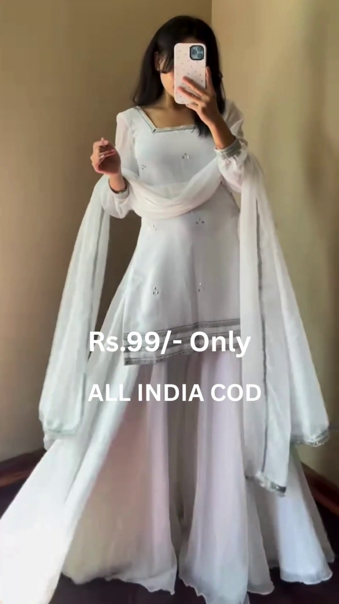 Anarkali White Straight Kurta Set with Dupatta