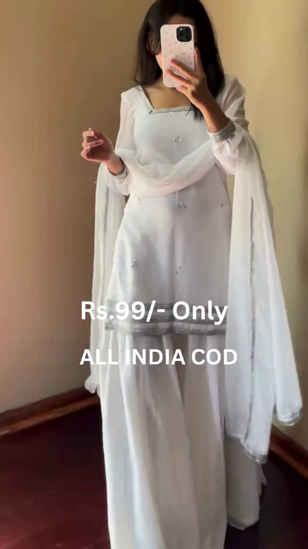 Anarkali White Straight Kurta Set with Dupatta
