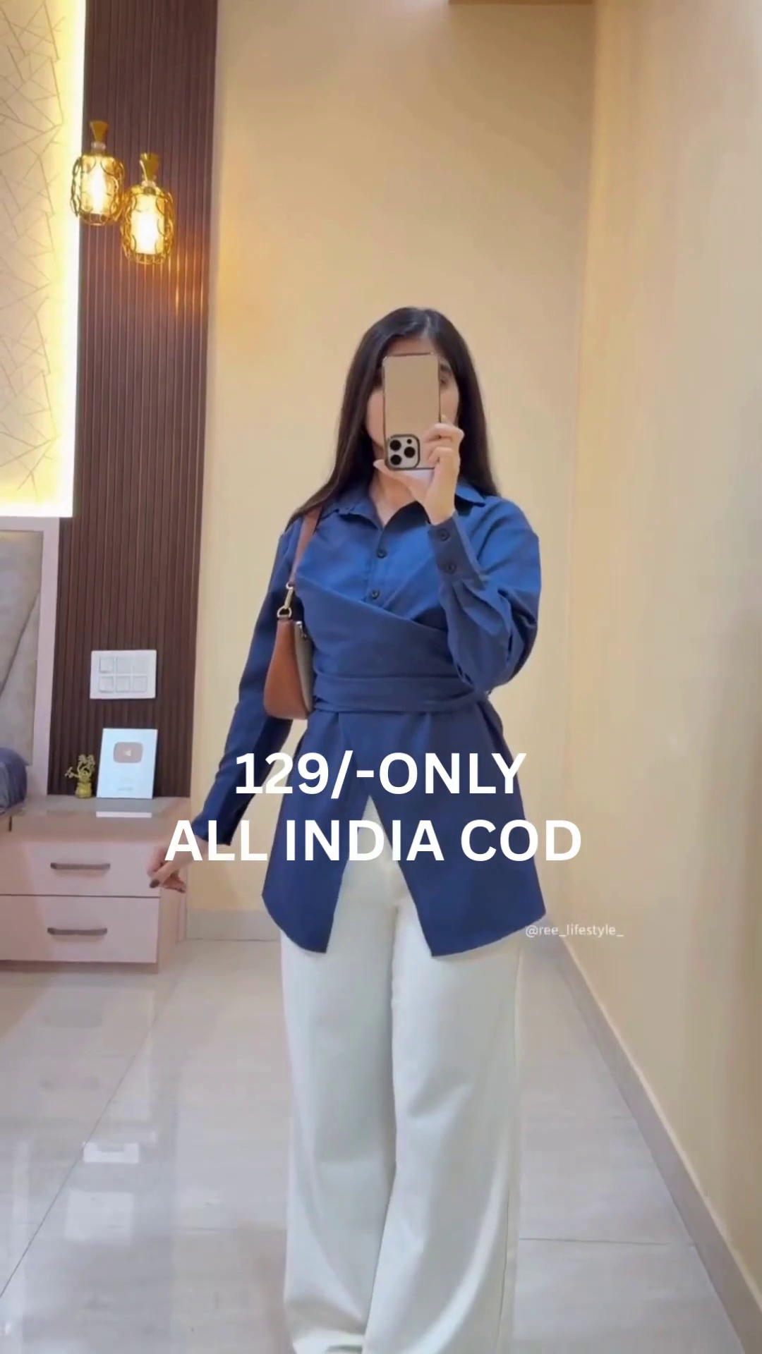 Women’s Belted Wrap Style Longline Shirt Top