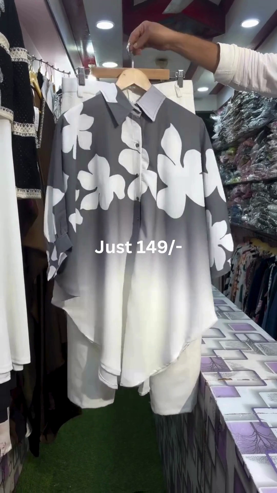 Purple Ombre Floral Print Oversized Casual Shirt