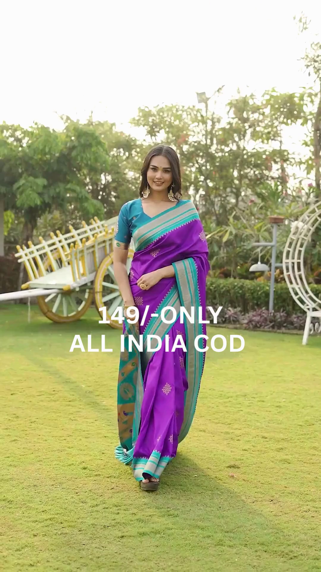 Purple Traditional Silk Saree with Teal Border
