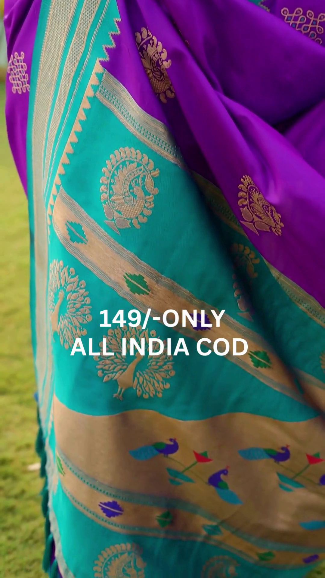 Purple Traditional Silk Saree with Teal Border