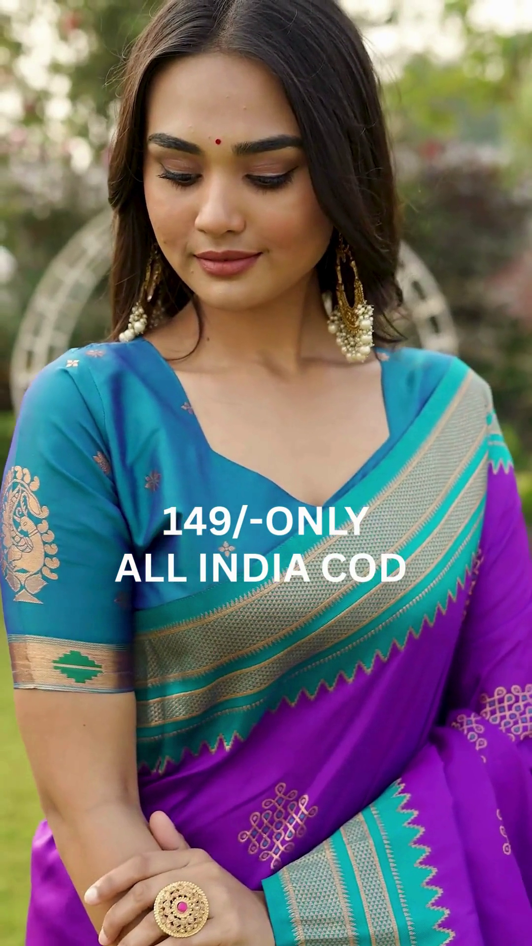 Purple Traditional Silk Saree with Teal Border