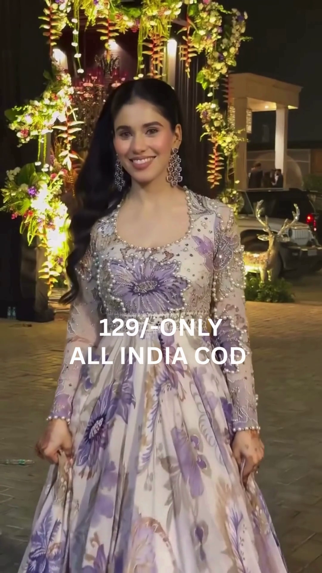 Lavender Bloom Embroidered Party Gown