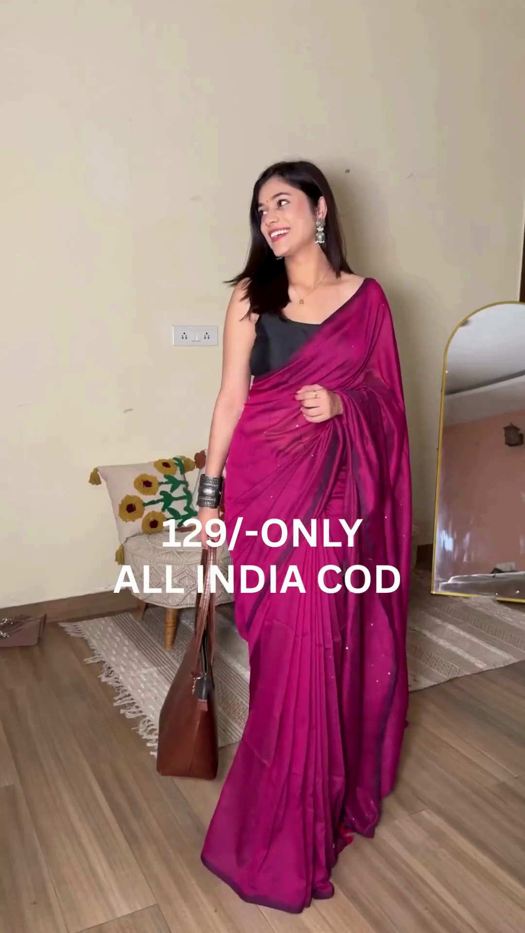 Royal Magenta Satin Saree
