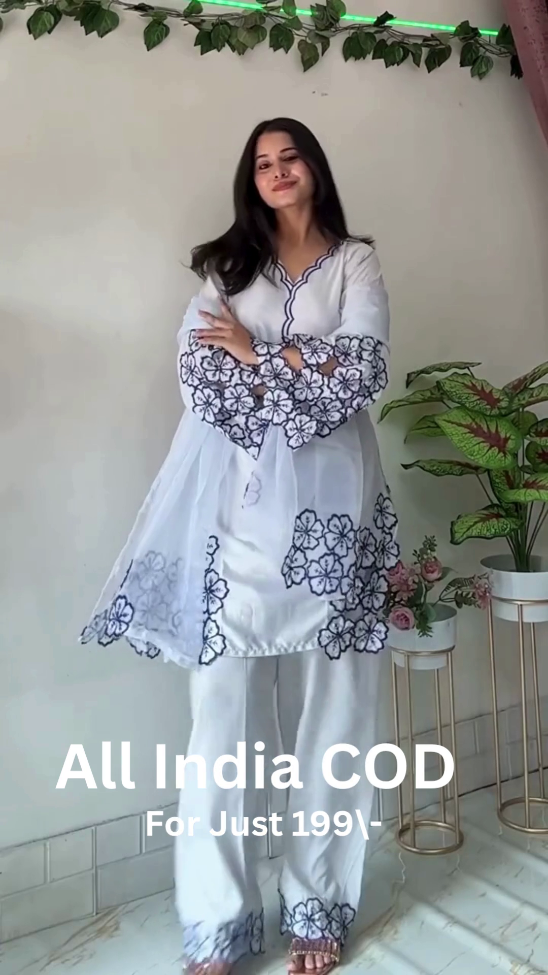 Olive Green Bloom Printed Kurta Sharara Set