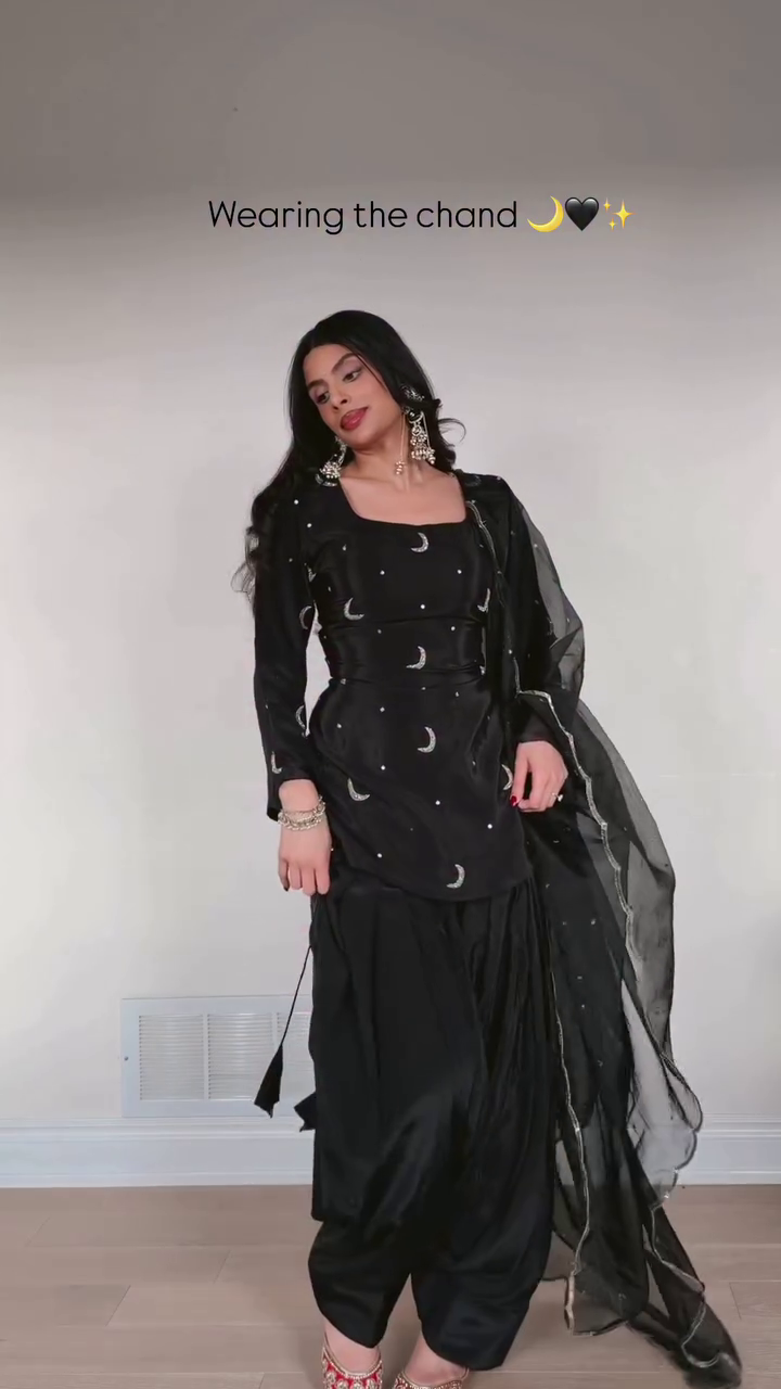 Midnight Moon Black Punjabi Suit Set