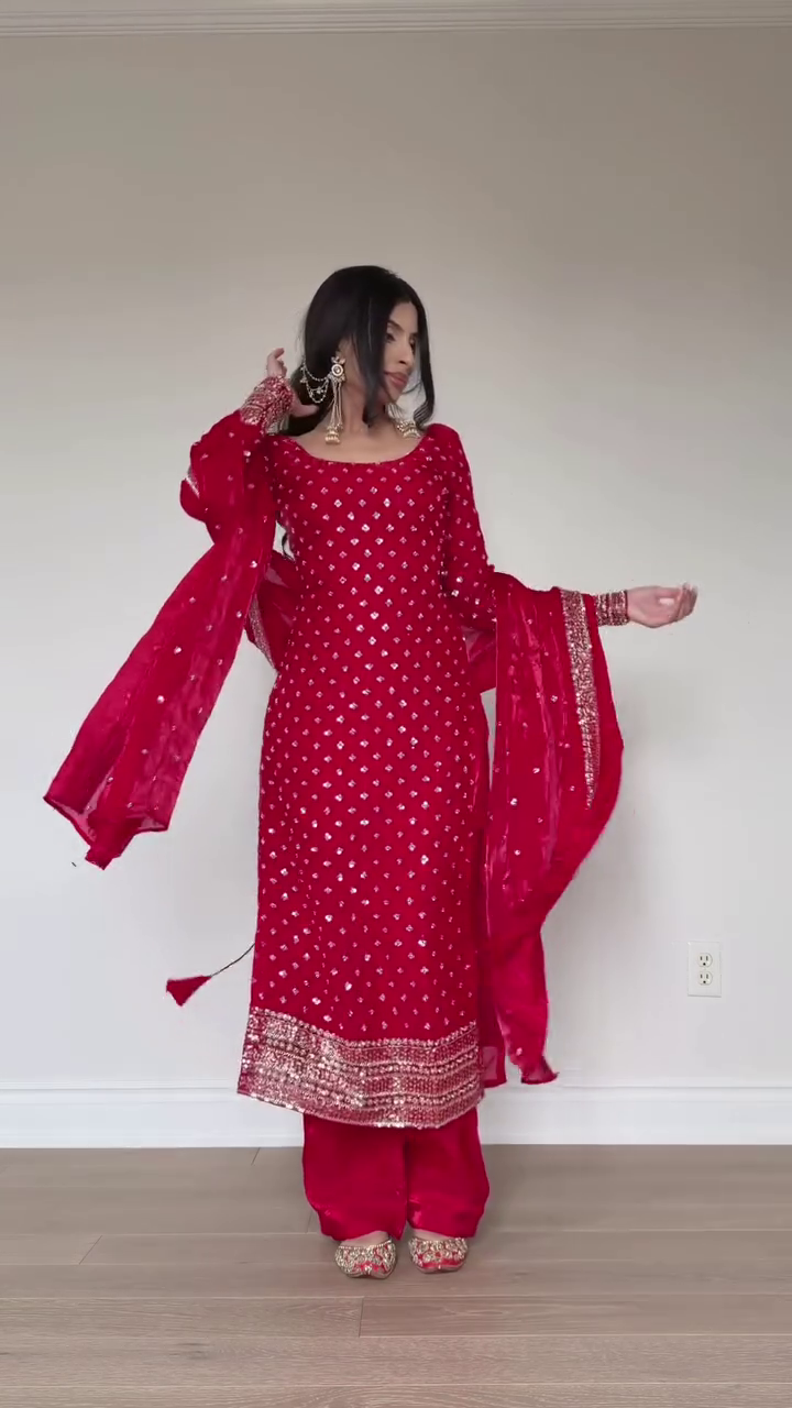 Royal Ruby Red Embellished Punjabi Suit Set