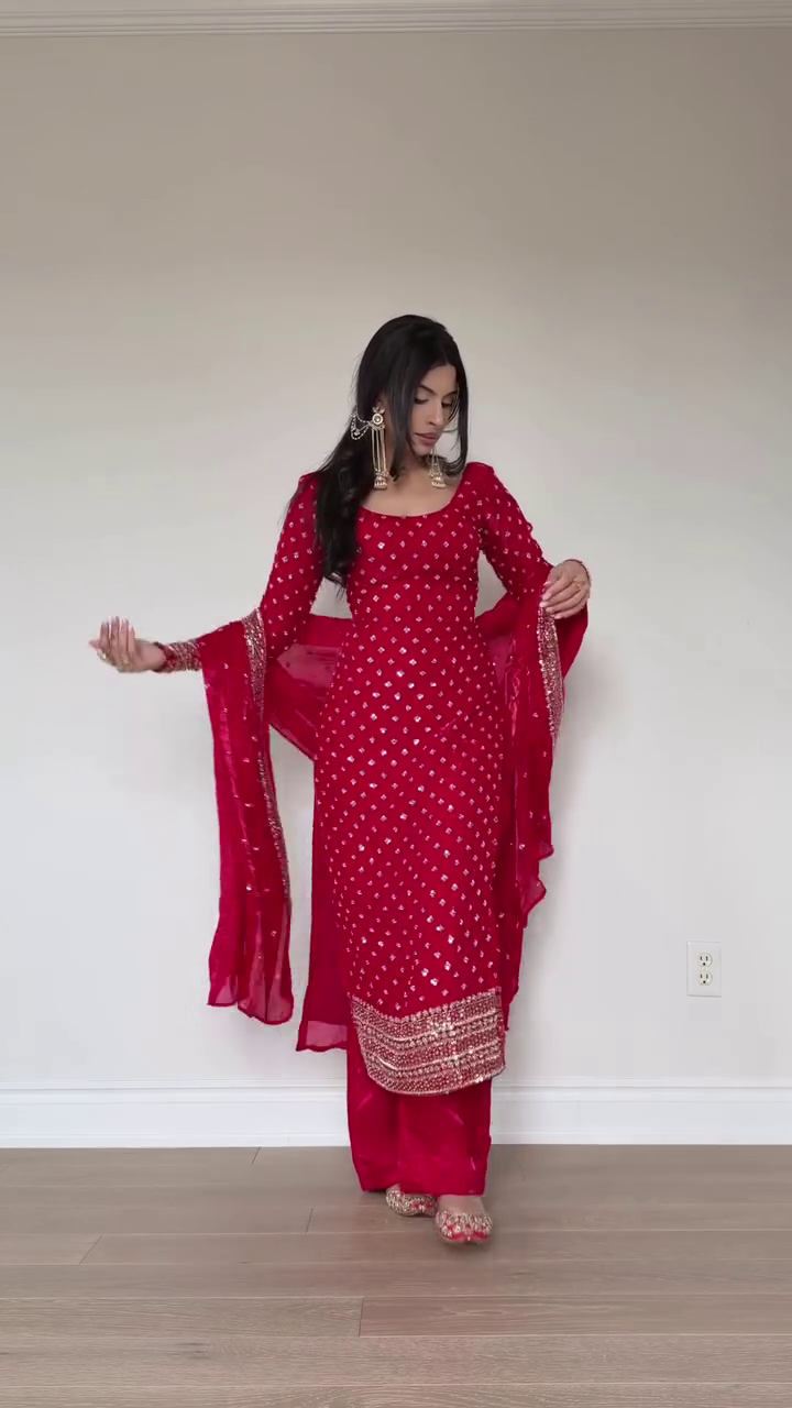 Royal Ruby Red Embellished Punjabi Suit Set