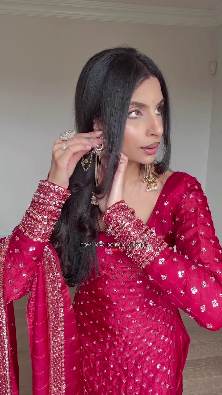Royal Ruby Red Embellished Punjabi Suit Set