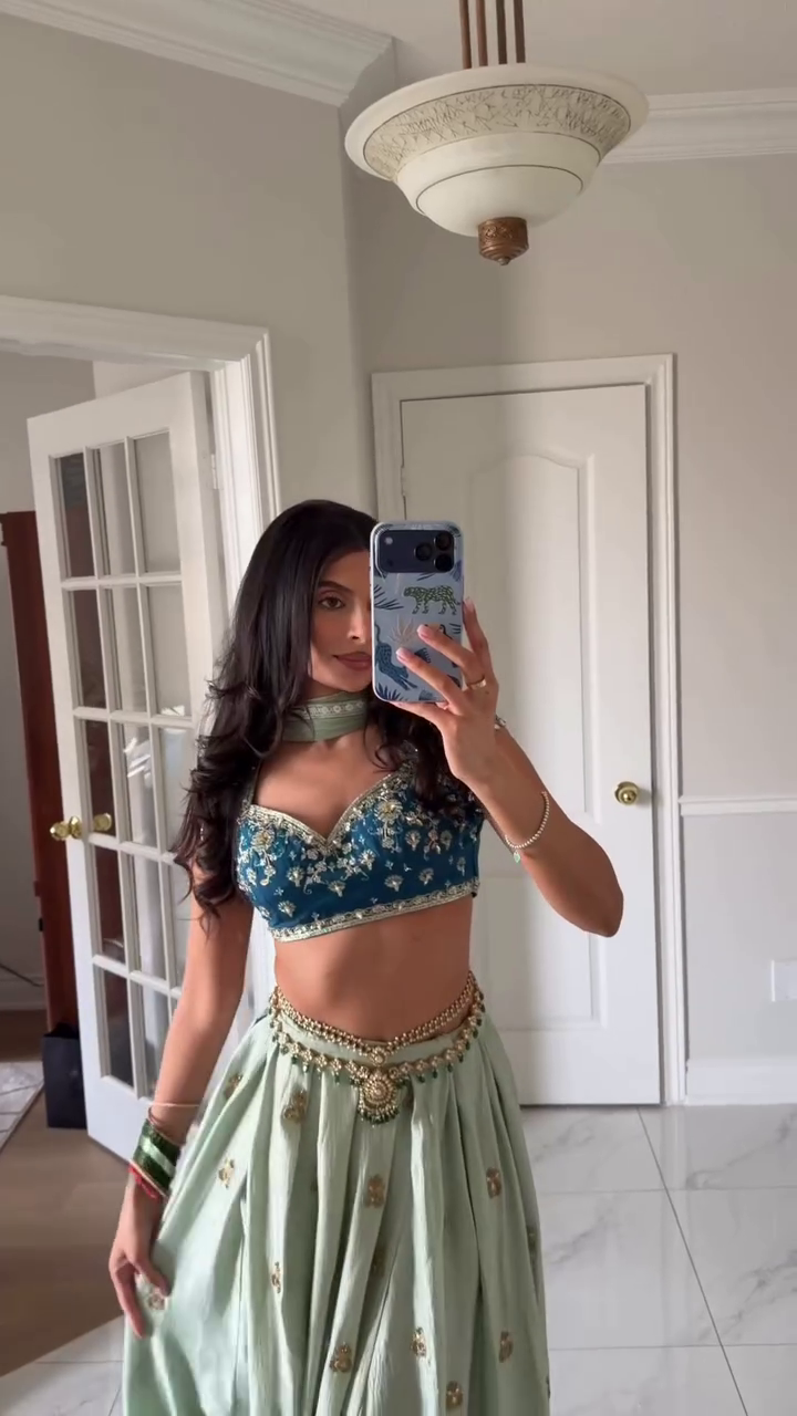 Mint Green Designer Lehenga Choli Set