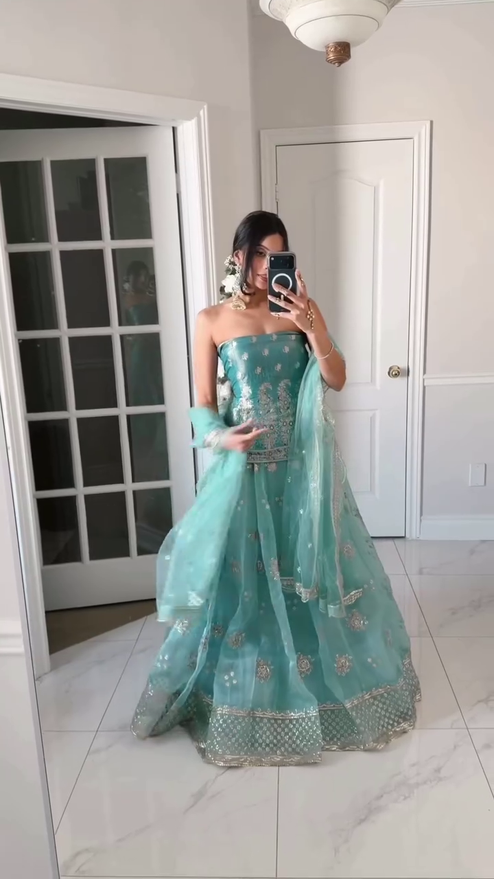 Mint Green Designer Lehenga Choli Set