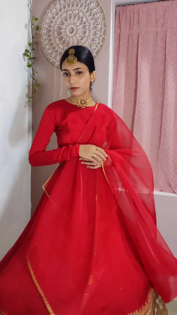 Scarlet Princess Embroidered Party Wear Gown
