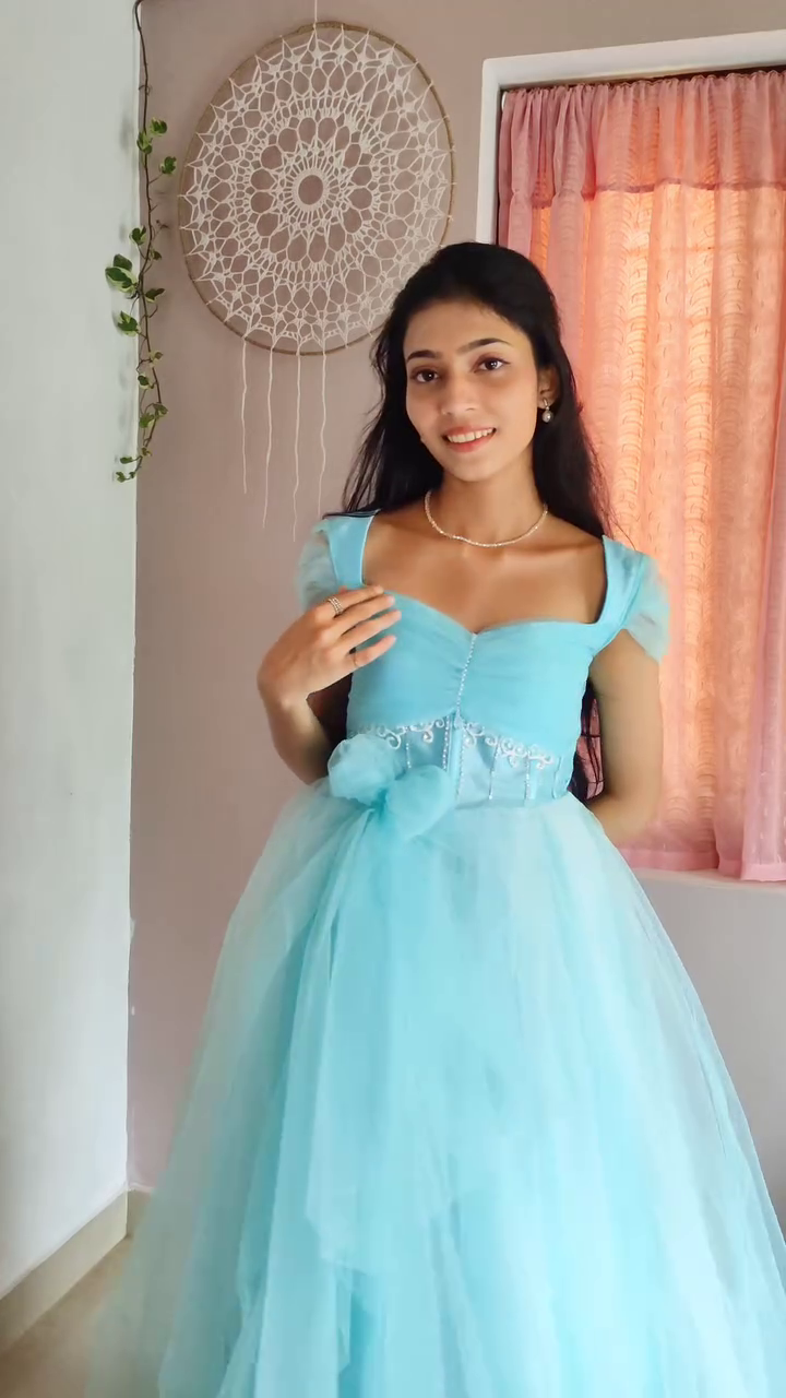 Cinderella Blue Colour Luxury Ball Gown