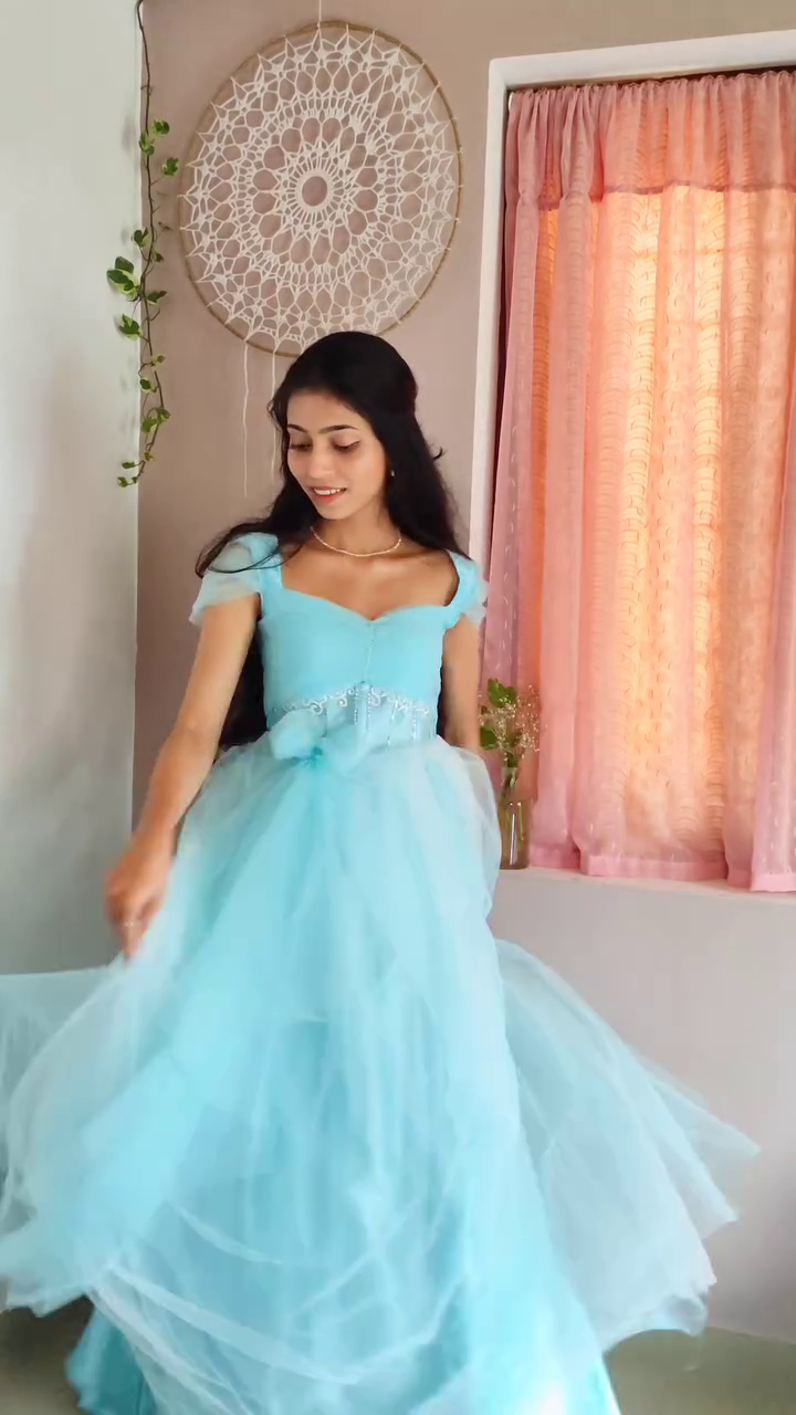 Cinderella Blue Colour Luxury Ball Gown