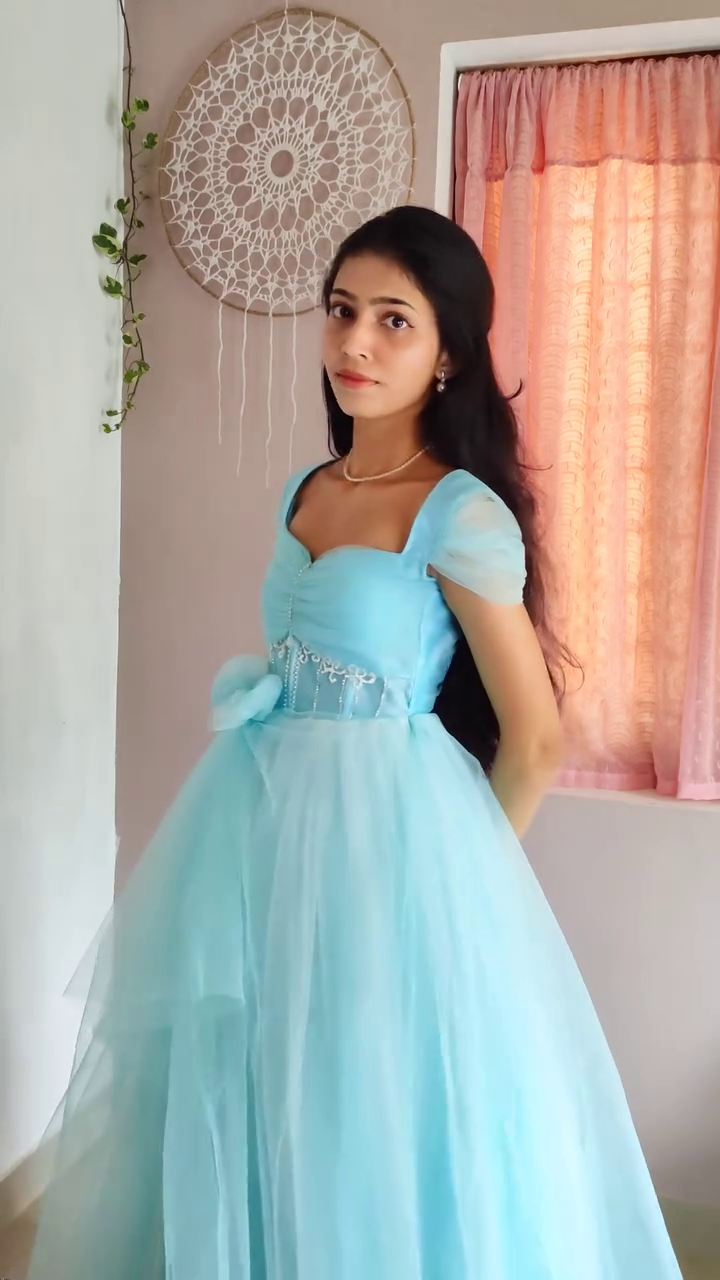 Cinderella Blue Colour Luxury Ball Gown