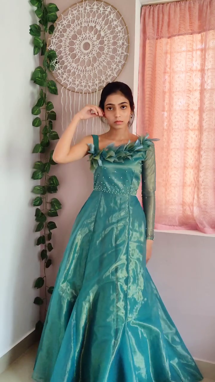 Ocean Bloom Comfortable One-Shoulder Gown for Women