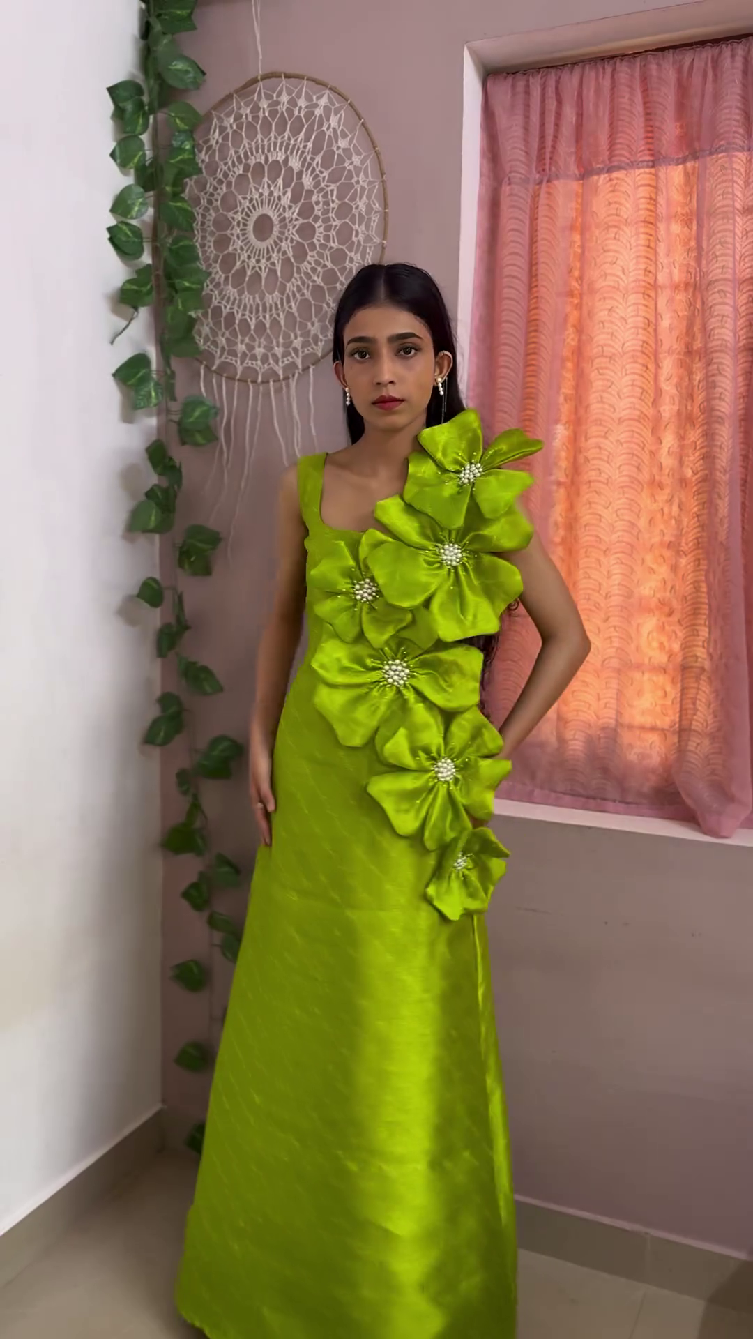 Lime Blossom Floral Statement Mexi Dress