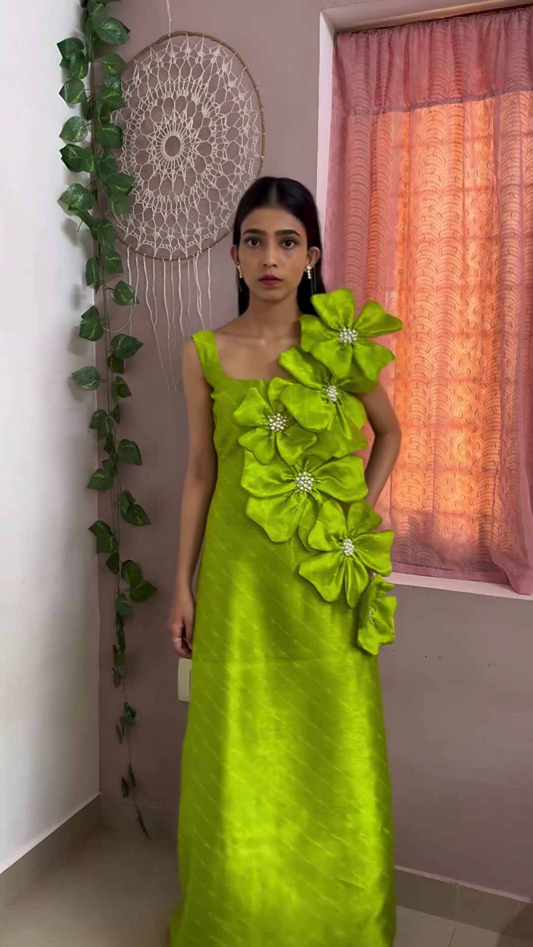 Lime Blossom Floral Statement Mexi Dress