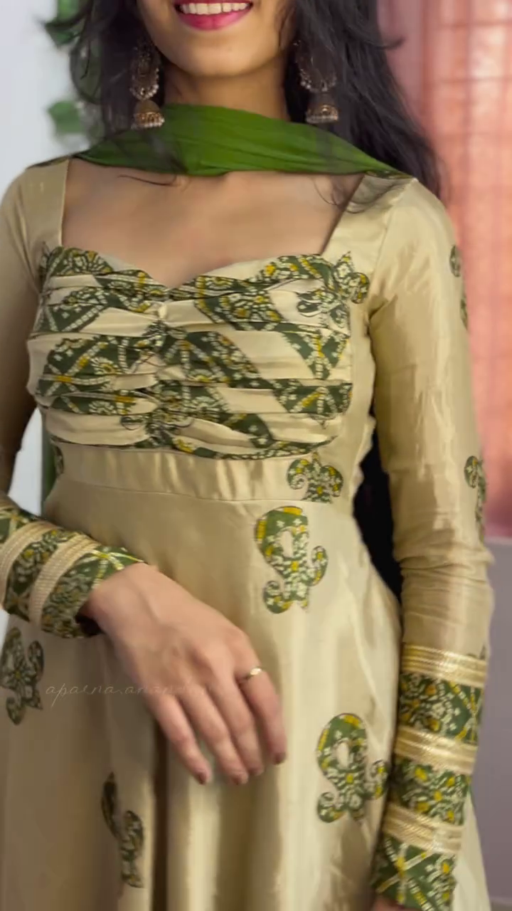 Olive Green Embroidered Anarkali Gown
