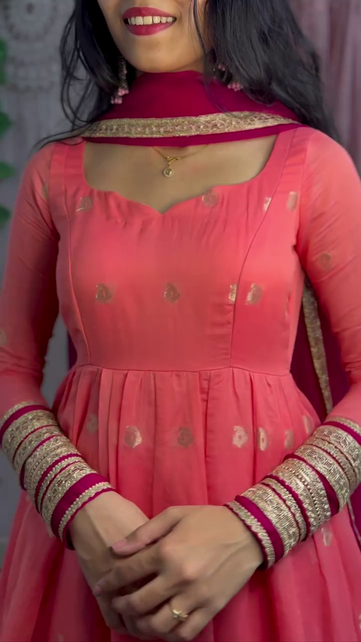 Blush Pink Colour Festive Anarkali Suit Set