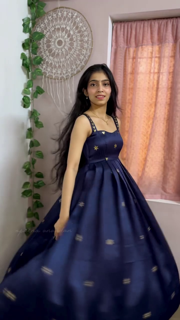Midnight Blue Colour Embroidered Princess Gown