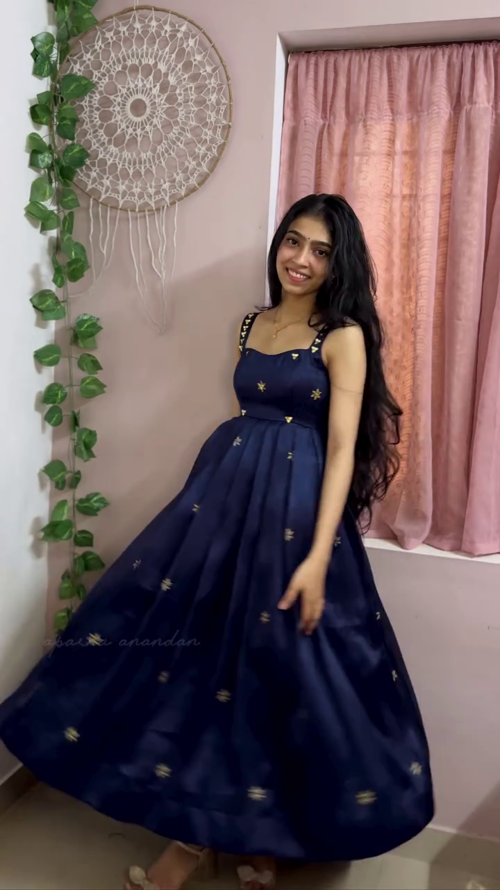 Midnight Blue Colour Embroidered Princess Gown