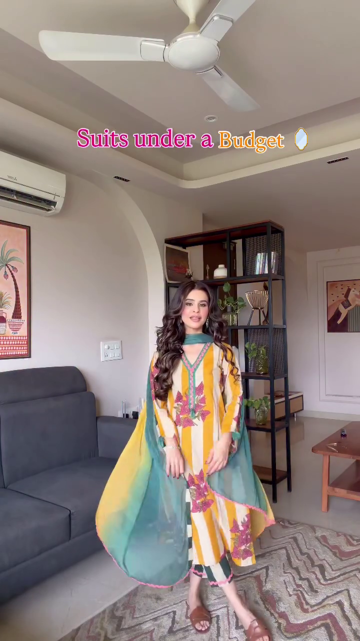 Mustard Floral Printed Straight Kurta Set