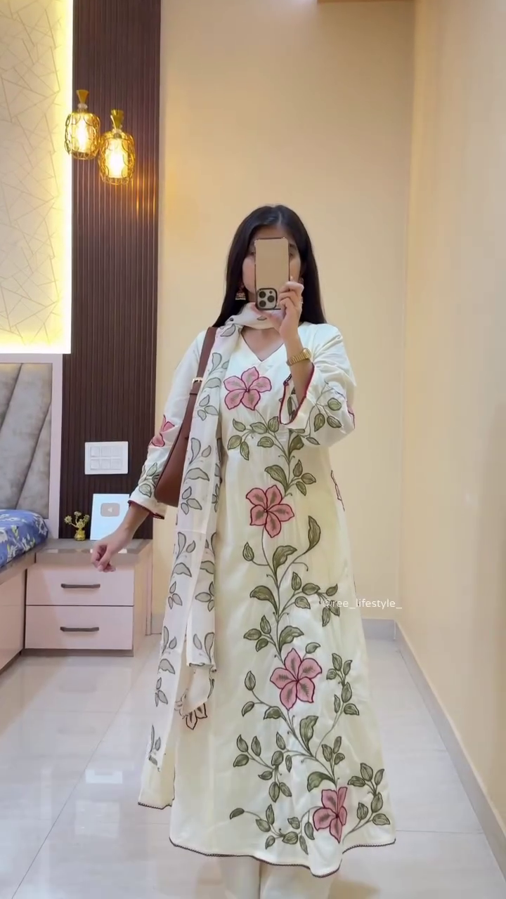 Rust Orange Embroidered Kurta with Palazzo Pants