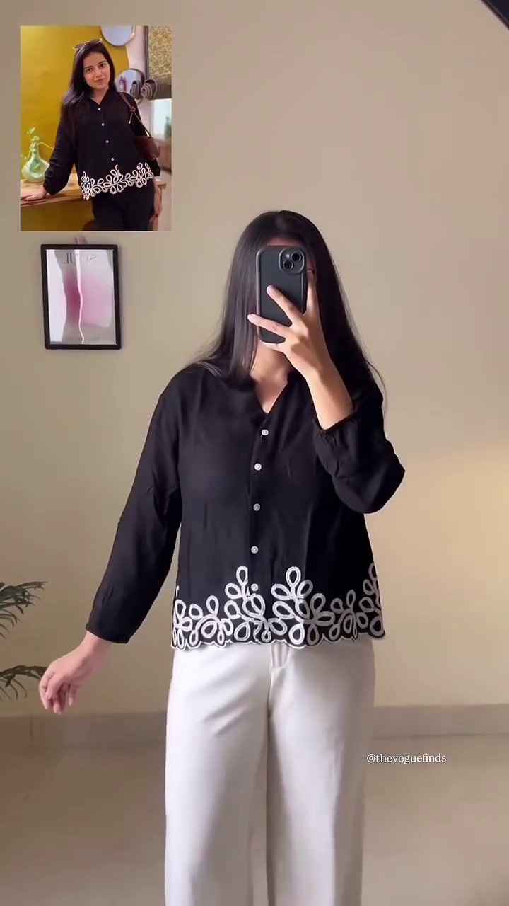 Dark Midnight Bloom Embroidered Casual Shirt