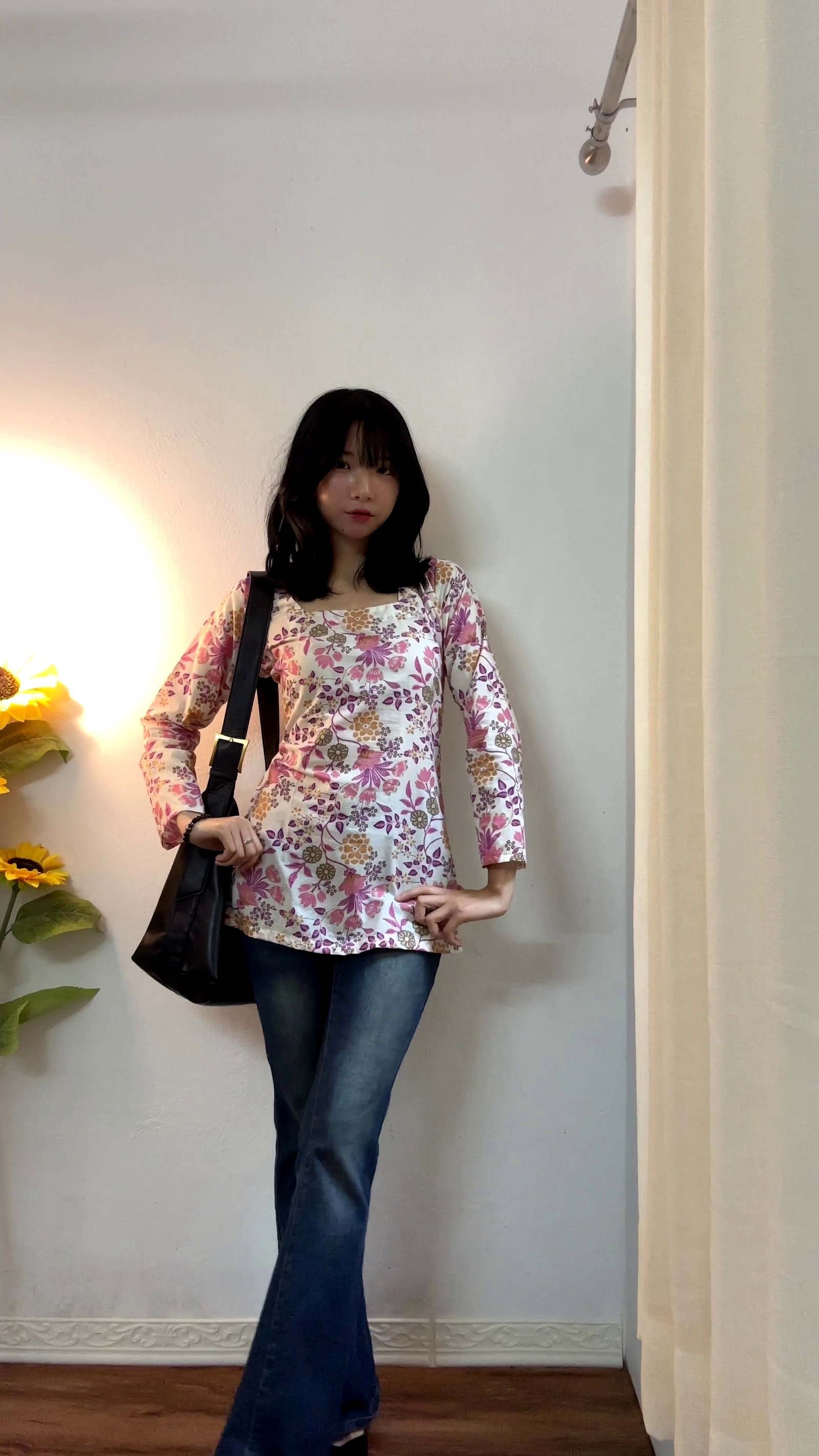 Classic Black Colour Long Sleeve Casual Tunic Top