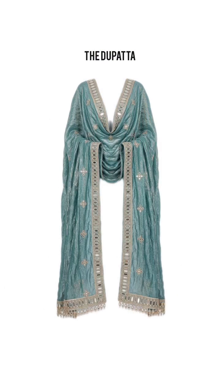 Sea Green Embroidered Sharara Suit Set with Dupatta