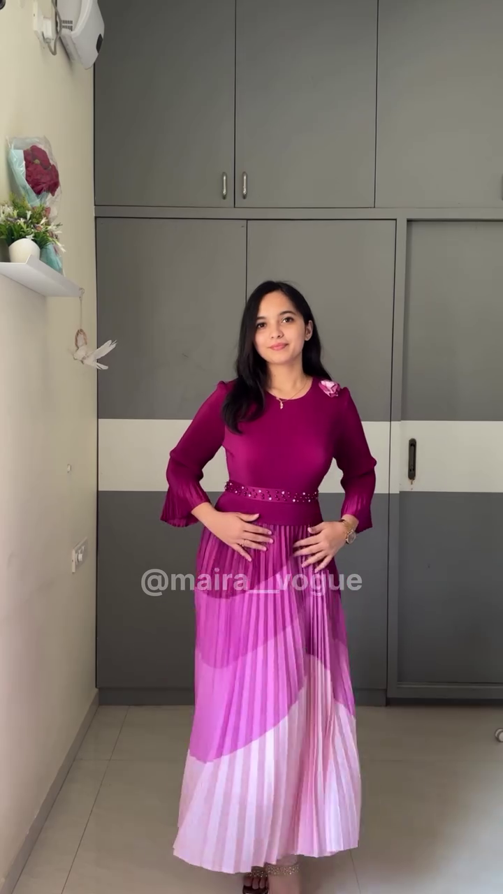 Royal Plum Pleated Maxi Dress For Women