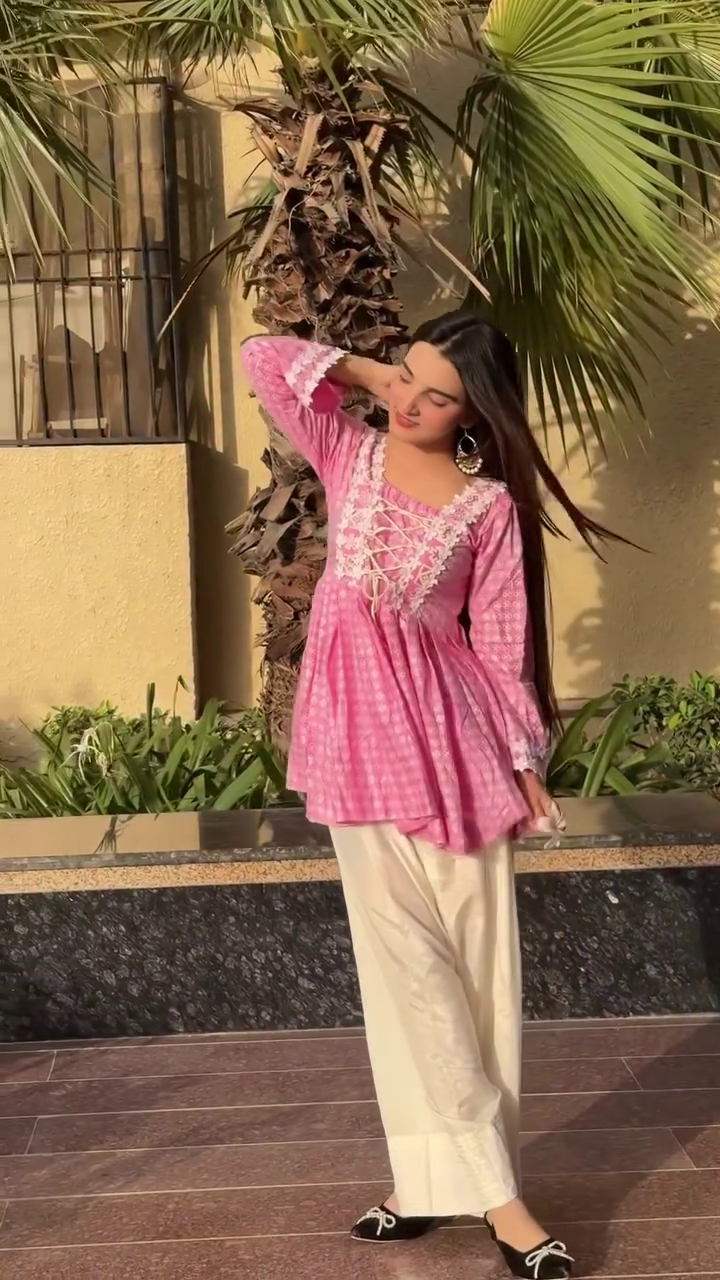 Blush Bloom Embroidered Peplum Co-Ord Set