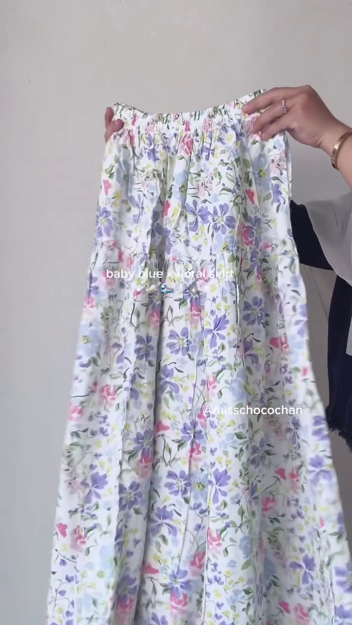 Pastel Floral Skirt Set For Women Wear