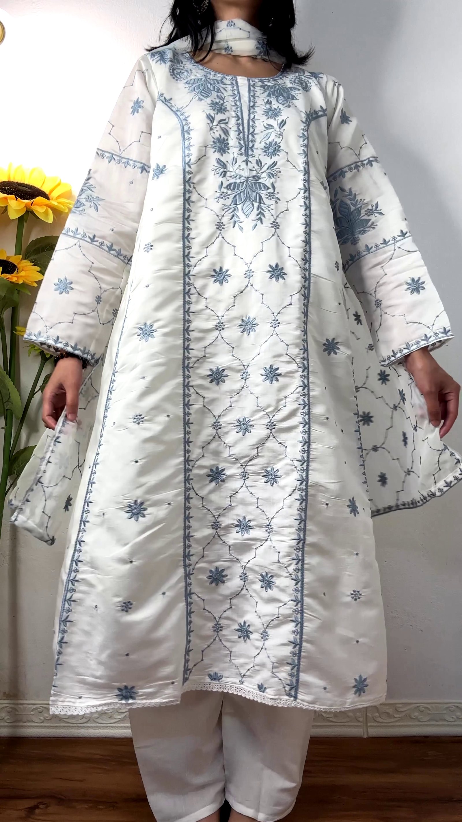 Azure Blossom Embroidered Lawn Suit Set