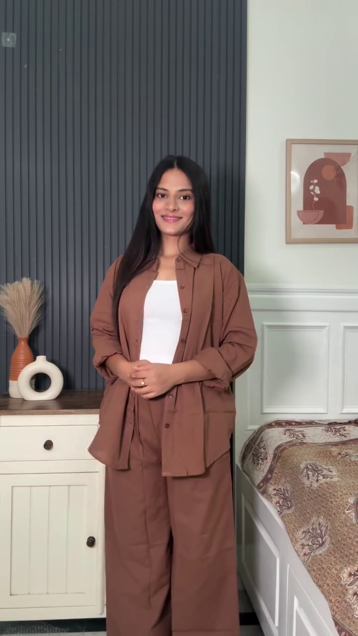 Mocha Luxe Relaxed Co-Ord Set For Women Wear
